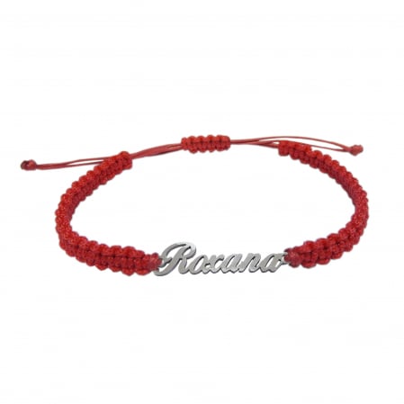 Cu nume - Bratara snur rosu impletit manual personalizata nume Roxana argint 9464100 Dras