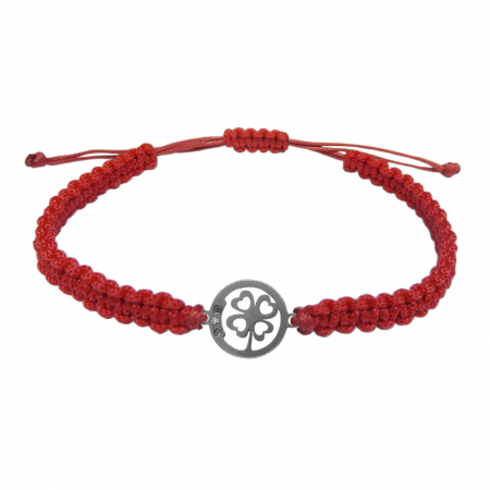 Bratari - Martisor Bratara snur rosu impletit manual personalizata Trifoi argint 9733150 Dras