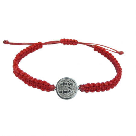 Bratari - Bratara snur rosu impletit manual personalizata zodie Gemeni zodiac european argint 4201200 Dras