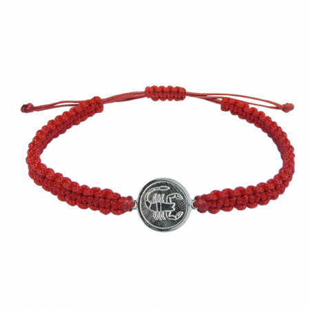 Bratari - Bratara snur rosu impletit manual personalizata zodie Scorpion zodiac european argint 4201200 Dras