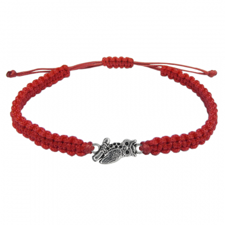 Bratari - Martisor Bratara snur rosu impletita manual personalizata Bufnita argint 9685200 Dras