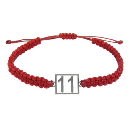 Cu cifre aniversare - Bratara snur rosu impletita manual personalizata Cifra 11 argint numar norocos cifre aniversare 10251_1260 Dras