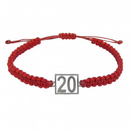 Cu cifre aniversare - Bratara snur rosu impletita manual personalizata Cifra 20 argint numar norocos cifre aniversare 10252_0260 Dras