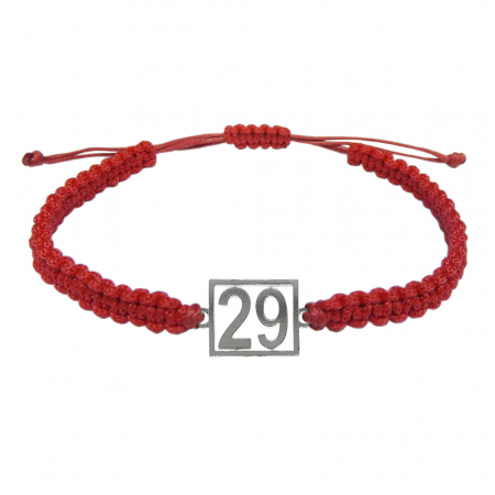 Cu cifre aniversare - Bratara snur rosu impletita manual personalizata Cifra 29 argint numar norocos cifre aniversare 10252_9260 Dras