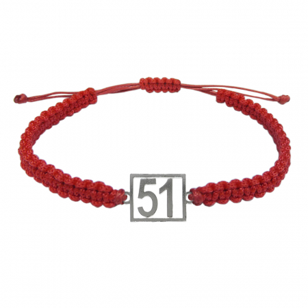Cu cifre aniversare - Bratara snur rosu impletita manual personalizata Cifra 51 argint numar norocos cifre aniversare 10255_1260 Dras