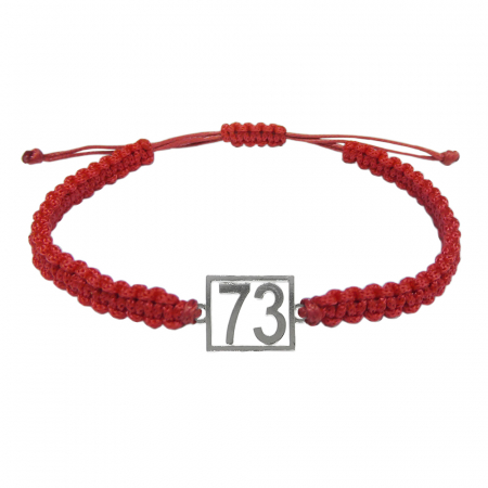Cu cifre aniversare - Bratara snur rosu impletita manual personalizata Cifra 73 argint numar norocos cifre aniversare 10247_3260 Dras