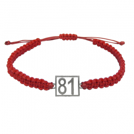 Cu cifre aniversare - Bratara snur rosu impletita manual personalizata Cifra 81 argint numar norocos cifre aniversare 10248_1260 Dras