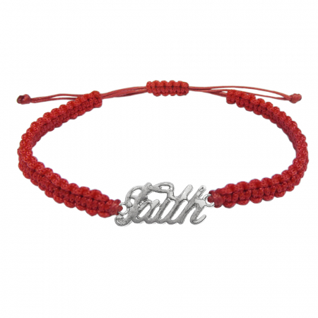 Bratari - Martisor Bratara snur rosu impletita manual personalizata Faith - Credinta argint 10051450 Dras
