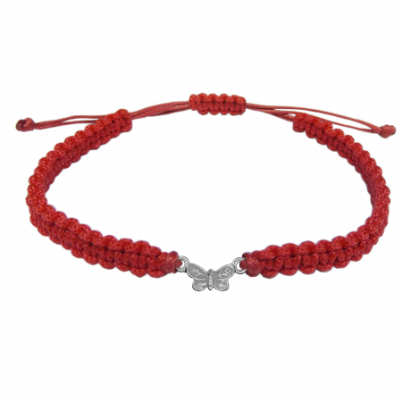Bratari - Martisor Bratara snur rosu impletita manual personalizata Fluturas argint 10127100 Dras
