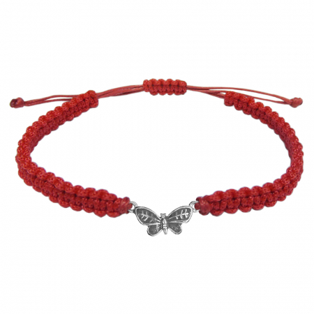 Bratari - Martisor Bratara snur rosu impletita manual personalizata Fluturas argint 10136220 Dras