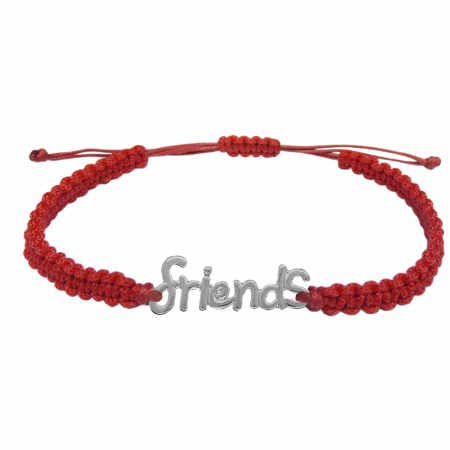 Bratari - Martisor Bratara snur rosu impletita manual personalizata Friends - Prieteni argint 10050340 Dras