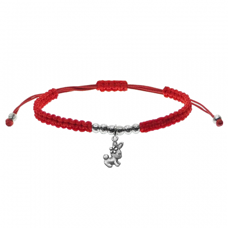 Bratari - Martisor Bratara snur rosu impletita manual personalizata Iepuras argint 9706300 Dras