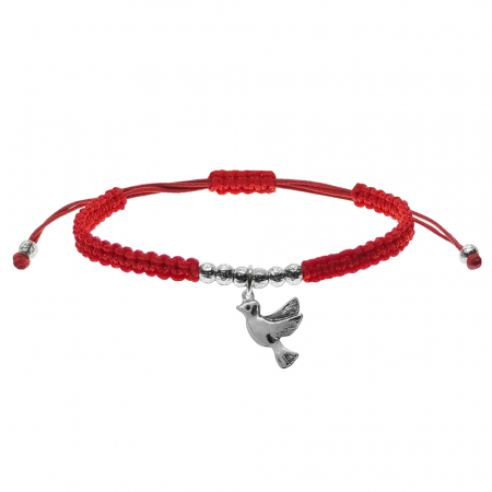 Bratari - Martisor Bratara snur rosu impletita manual personalizata Porumbel argint 9689320 Dras