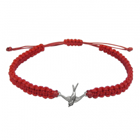 Bratari - Martisor Bratara snur rosu impletita manual personalizata Randunica argint 10085140 Dras