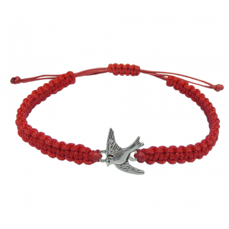 Bratari - Martisor Bratara snur rosu impletita manual personalizata Randunica argint 9690200 Dras