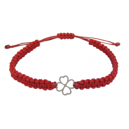 Bratari - Martisor Bratara snur rosu impletita manual personalizata Trifoi argint 10165100 Dras