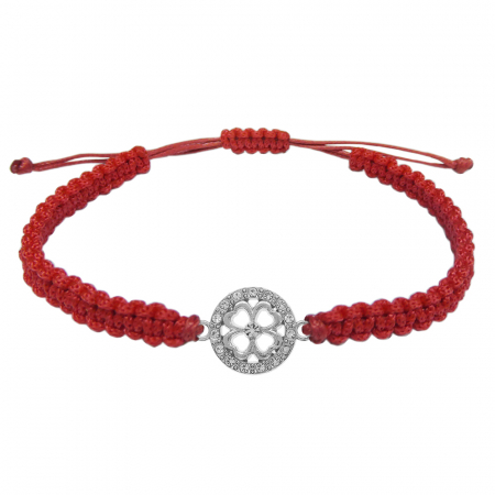 Bratari - Martisor Bratara snur rosu impletita manual personalizata Trifoi argint 10190210 Dras
