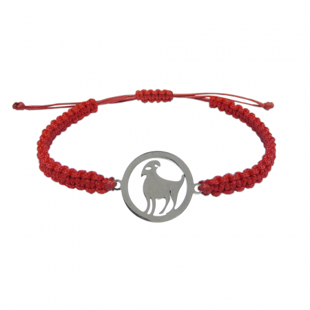 Bratari - Bratara snur rosu impletita manual personalizata zodie Berbec argint zodiac european 9774160 Dras