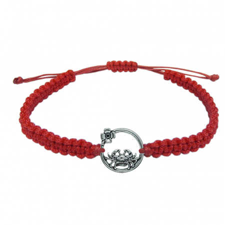 Bratari - Martisor Bratara snur rosu impletit manual personalizata zodie Rac argint zodiac european 10147240 Dras