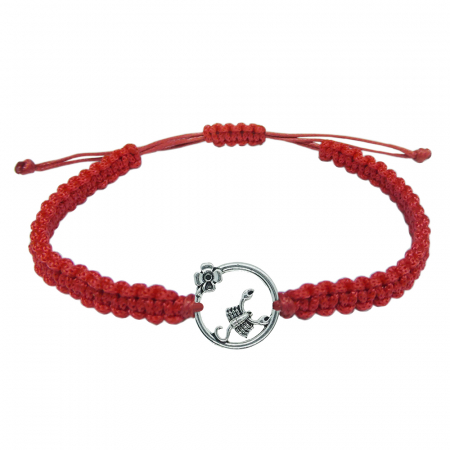 Bratari - Martisor Bratara snur rosu impletit manual personalizata zodie Scorpion argint zodiac european 10151240 Dras