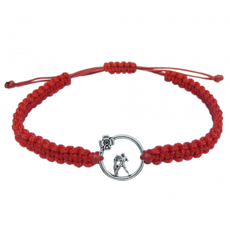 Bratari - Martisor Bratara snur rosu impletit manual personalizata zodie Varsator argint zodiac european 10154240 Dras