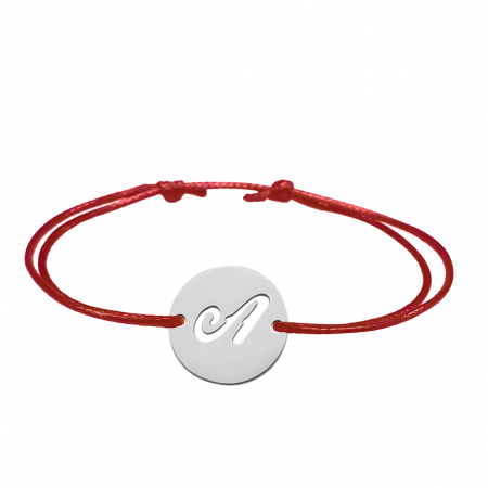 Cu litere - Bratara snur rosu personalizata banut decupat argint Litera A 9472140 Dras
