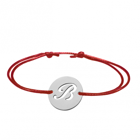 Cu litere - Bratara snur rosu personalizata banut decupat argint Litera B 9473140 Dras