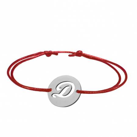 Cu litere - Bratara snur rosu personalizata banut decupat argint Litera D 9475140 Dras