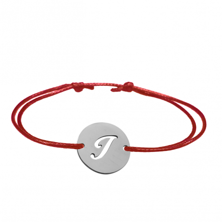 Cu litere - Bratara snur rosu personalizata banut decupat argint Litera I 9479140 Dras