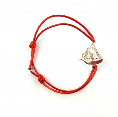 Bratari - Martisor Bratara snur rosu personalizata Barca argint 6531130 Dras