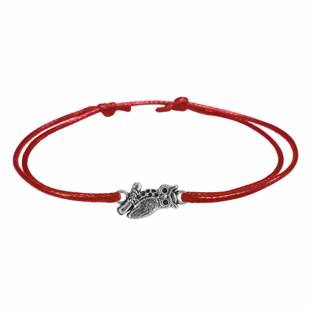 Bratari - Martisor Bratara snur rosu personalizata Bufnita argint 9685200 Dras