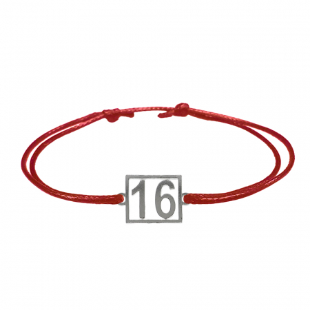 Cu cifre aniversare - Bratara snur rosu personalizata Cifra 16 argint numar norocos cifre aniversare 10251_6260 Dras