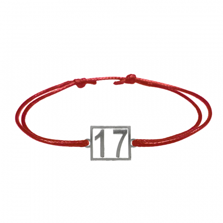 Cu cifre aniversare - Bratara snur rosu personalizata Cifra 17 argint numar norocos cifre aniversare 10251_7260 Dras