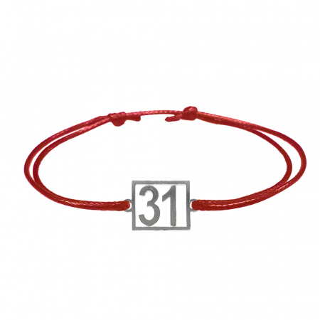 Cu cifre aniversare - Bratara snur rosu personalizata Cifra 31 argint numar norocos cifre aniversare 10253_1260 Dras