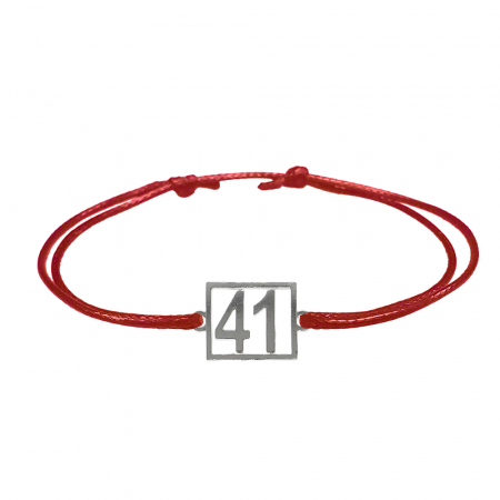Cu cifre aniversare - Bratara snur rosu personalizata Cifra 41 argint numar norocos cifre aniversare 10254_1260 Dras