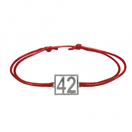 Cu cifre aniversare - Bratara snur rosu personalizata Cifra 42 argint numar norocos cifre aniversare 10254_2260 Dras