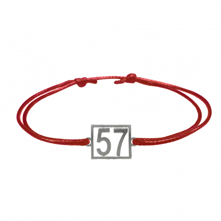 Cu cifre aniversare - Bratara snur rosu personalizata Cifra 57 argint numar norocos cifre aniversare 10255_7260 Dras