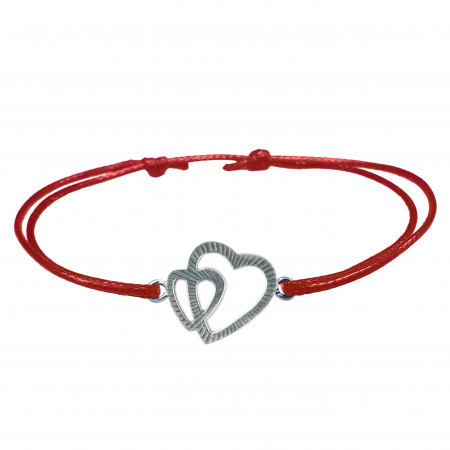 Cu tematica iubire - Bratara snur rosu personalizata Doua inimioare argint 4392125 Dras