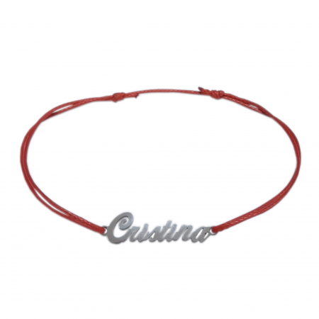 Bratari - Martisor Bratara snur rosu personalizata nume Cristina argint 9446100 Dras