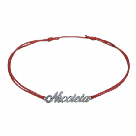 Bratari - Martisor Bratara snur rosu personalizata nume Nicoleta argint 9447100 Dras