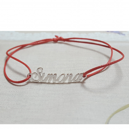 Bratara snur rosu personalizata nume Simona argint 9406100 Dras [2]