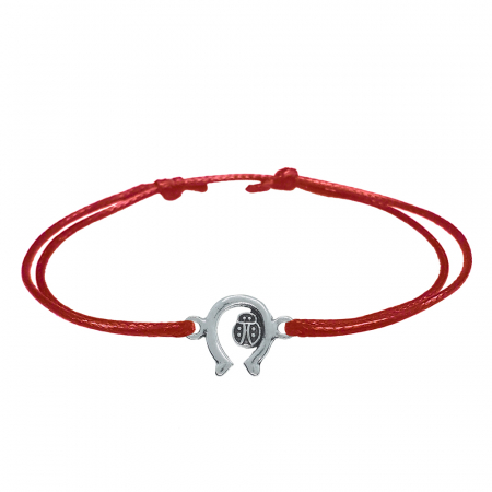 Cu talismane - Bratara snur rosu personalizata Potcoava cu mamaruta argint 10189140 Dras