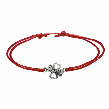 Cu talismane - Bratara snur rosu personalizata Trifoi argint 9731140 Dras