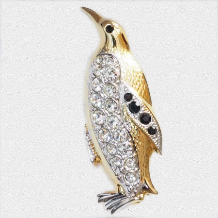 Brosa galvanizata figurina Pinguin partial aurita model 15107_4P Dras [3]