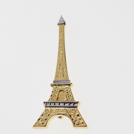 Brosa galvanizata figurina Turnul Eiffel partial aurita model 15034 Dras [3]
