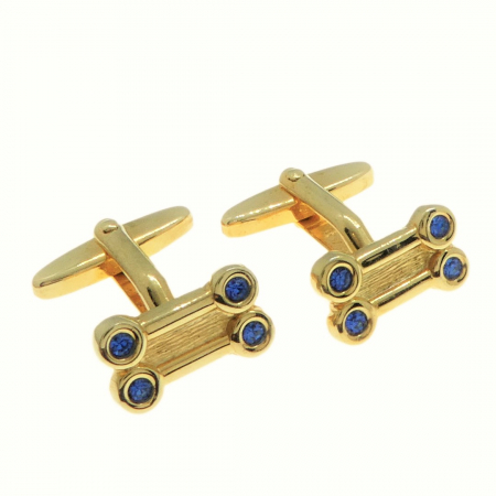 Toate produsele - Butoni camasa manseta auriti mecanism arc model pietre albastre 14305 Dras