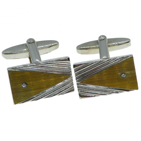 Bijuterii barbati - Butoni camasa manseta galvanizati mecanism arc model partial aurit 14244 Dras