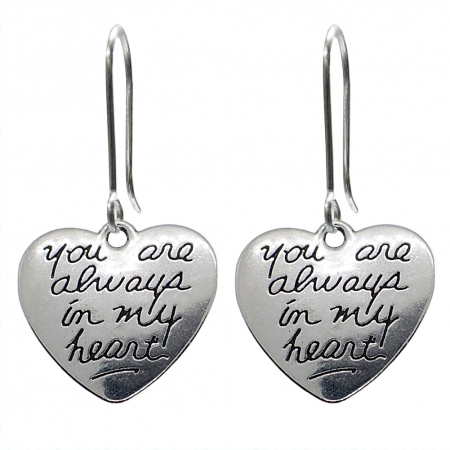 Cu inimioare - Cercei argint Inimioara you are always in my heart 9567930 Dras