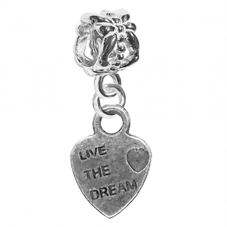 Charmuri din argint cu tematica iubire: - Charm argint Inimioara live the dream 9563200 Dras