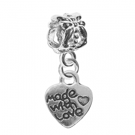 Charmuri din argint cu tematica iubire: - Charm argint Inimioara made with love 9572200 Dras